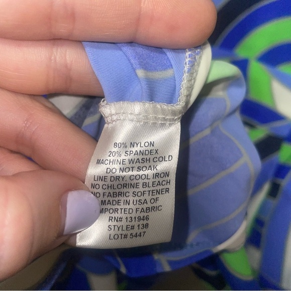 Jude Connally Blue Art Deco Cap Short Sleeve Knee Length Dress Small - Picture 4 of 5